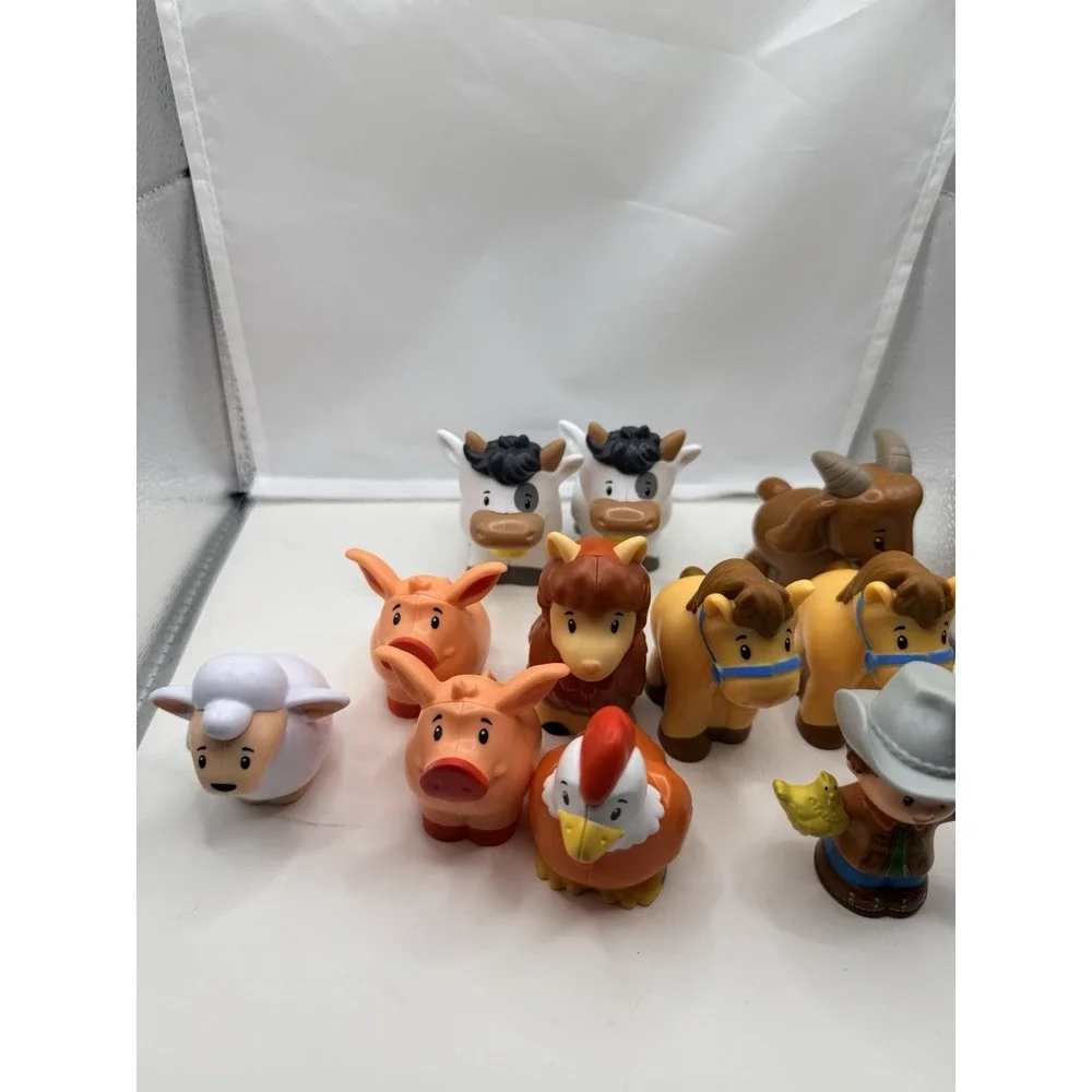 Fisher Price Little People Lot Of 11 Farm Animals Farmers Horse Cow Pig Chicken